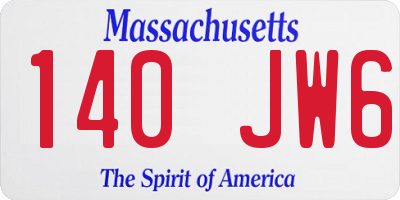MA license plate 140JW6