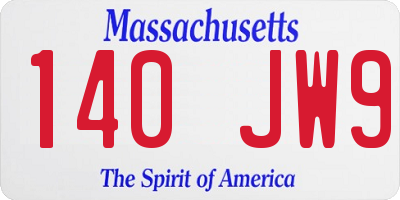 MA license plate 140JW9