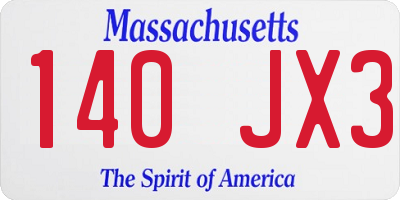 MA license plate 140JX3