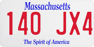 MA license plate 140JX4