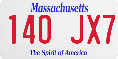 MA license plate 140JX7