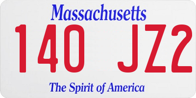 MA license plate 140JZ2