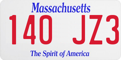 MA license plate 140JZ3