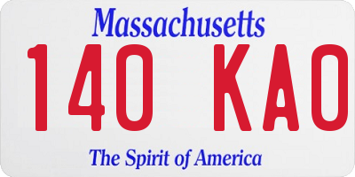 MA license plate 140KA0