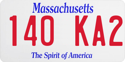 MA license plate 140KA2