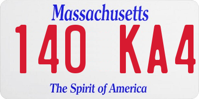 MA license plate 140KA4