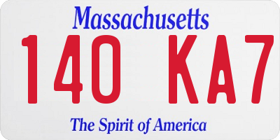 MA license plate 140KA7