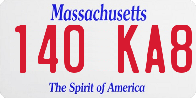 MA license plate 140KA8