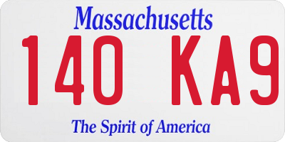 MA license plate 140KA9