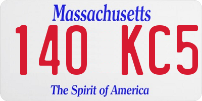 MA license plate 140KC5