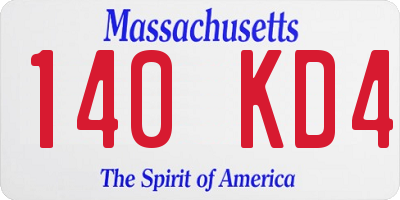 MA license plate 140KD4