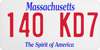 MA license plate 140KD7