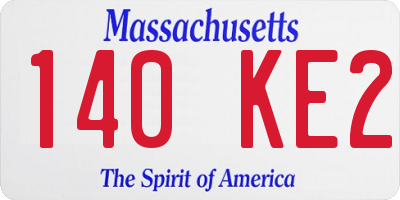 MA license plate 140KE2