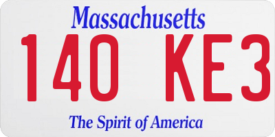 MA license plate 140KE3