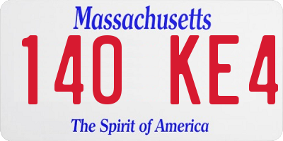 MA license plate 140KE4