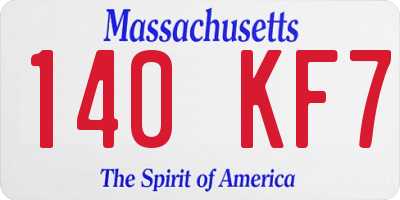 MA license plate 140KF7