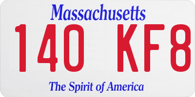 MA license plate 140KF8