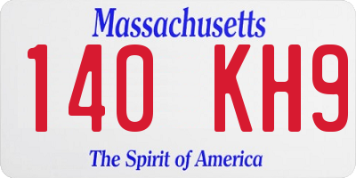 MA license plate 140KH9