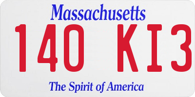 MA license plate 140KI3