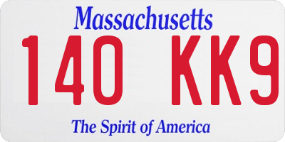 MA license plate 140KK9