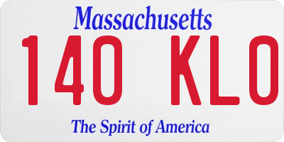 MA license plate 140KL0