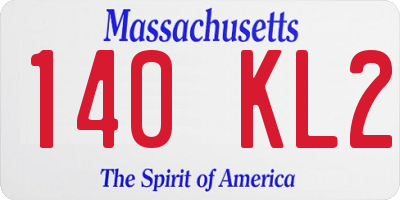 MA license plate 140KL2