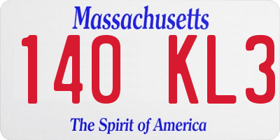 MA license plate 140KL3