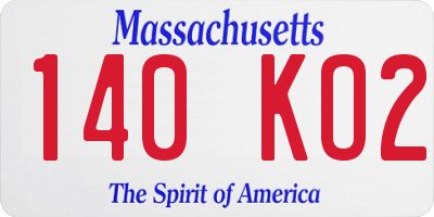 MA license plate 140KO2