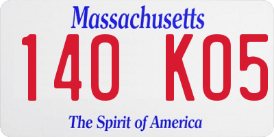 MA license plate 140KO5