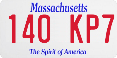 MA license plate 140KP7