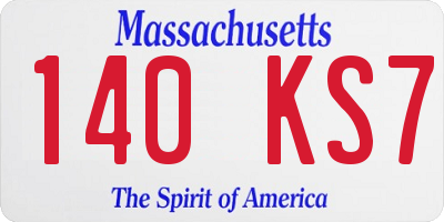 MA license plate 140KS7