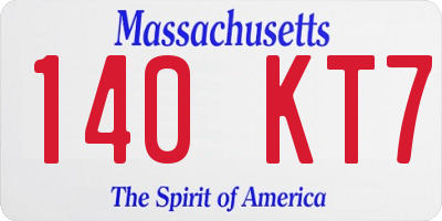 MA license plate 140KT7