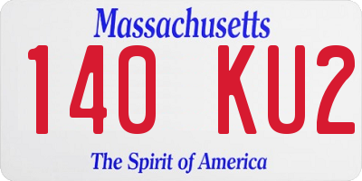MA license plate 140KU2