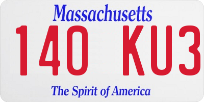 MA license plate 140KU3