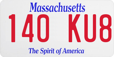 MA license plate 140KU8