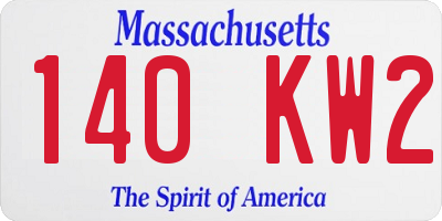 MA license plate 140KW2