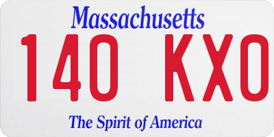 MA license plate 140KX0