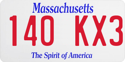 MA license plate 140KX3