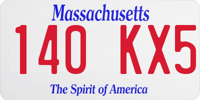 MA license plate 140KX5