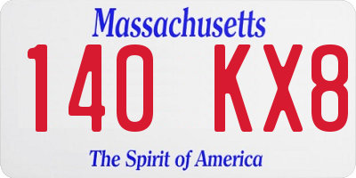 MA license plate 140KX8