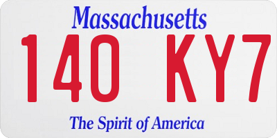 MA license plate 140KY7