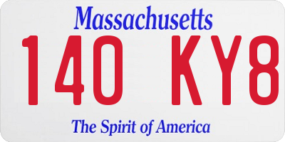 MA license plate 140KY8