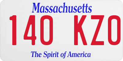 MA license plate 140KZ0