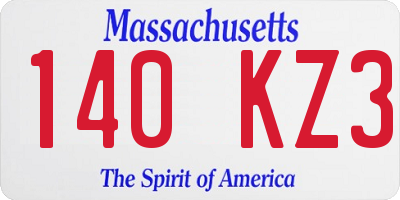 MA license plate 140KZ3