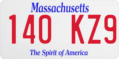 MA license plate 140KZ9
