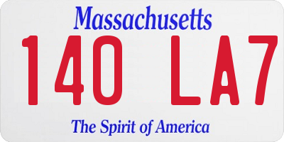 MA license plate 140LA7
