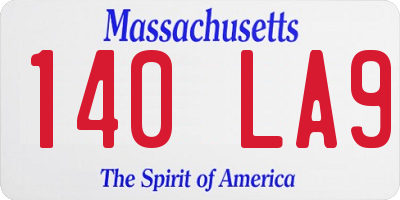 MA license plate 140LA9