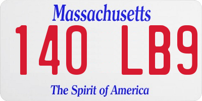 MA license plate 140LB9