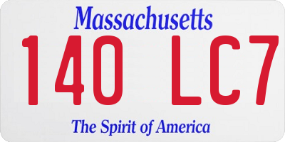 MA license plate 140LC7