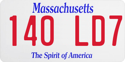 MA license plate 140LD7